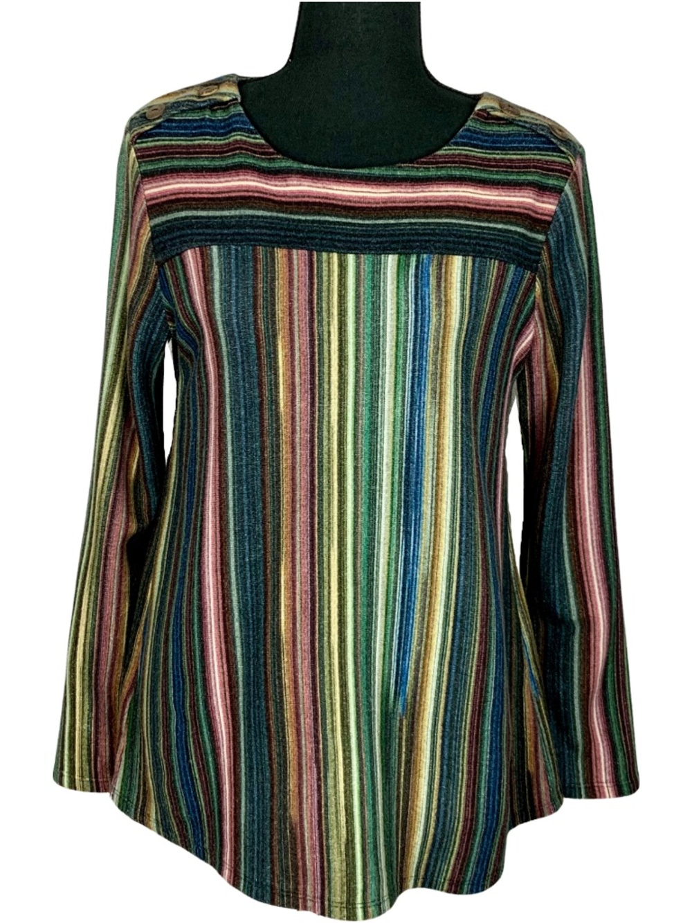 Faith and Joy by Monteau Long Sleeve Colorful Striped Top